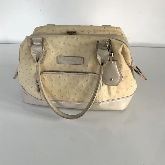 Longchamp Natural Tan Ostrich Leather Legend Bag Purse Satchel - Picture 1 of 15